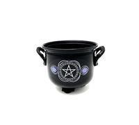 Green Velly Indian Cauldron with Pentacle | Made of Cast Iron| Fire Proof Burning Bowl | 5 inch Width | Incense Burner | Charcoal Burner | Spell Cauldron