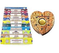 Green Velly Organic Herbs® Satya Nag Champa Incense Sticks 12 Packs of 15 Grams Each in a Box, 180 Grams Total Export Quality with Wooden Holder Gift Pack