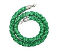 Green Velvet Braided Rope VIP Stanchion Crowd Control Barrier with Polished Hooks Twisted Hemp Hanging Ropes for Events Party Decor (Green-Silver Hook 3ft)