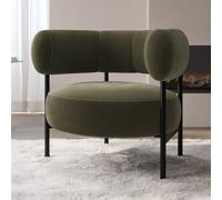 Green Velvet Curved Accent Chair - Romy