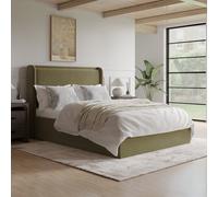 Green Velvet Double Ottoman Bed with Cushioned Headboard - Frida