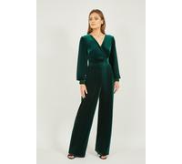 Yumi Green Velvet Long Sleeve Womens Jumpsuit 8 Green