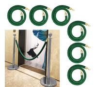 Green Velvet Queue Barrier Rope - 3.8cm Thick Stanchion Rope, 1.2m/4ft, 6pcs Set for Bank, Hospital, Elevator - Durable Safety Crowd Control Solution