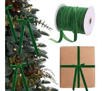 Green Velvet Ribbon, 50 Yards Craft Velvet Ribbon for Gift Wrapping, Double Sided Vintage Velvet Ribbons, Christmas Ribbon for Xmas Wreath Tree Decoration, Hair, Bows Making, Crafts (Green)