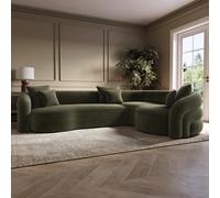 Green Velvet Right Hand Facing 4 Seater Curved Corner Sofa - Zuri