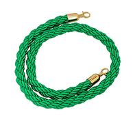 Green Velvet Stanchion Rope Set - 3 Pieces Hemp Braided Crowd Control Barriers with Polished Gold Hooks for Movie Theaters Events Red Carpet & Party Use