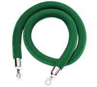 Green Velvet Stanchion Rope with Silver Hooks - Thick VIP Queue Barrier for Hotel Hospital Bank Crowd Control - 3/4/5 Ft Velvet Hanging Ropes for Event Management