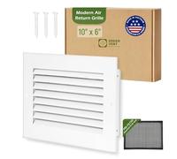 GREEN VENT - Modern Air Return Grille 10x6 - Decorative White Aluminum Air Vent Cover with Washable Mesh Pre-Filter for Ceiling, Wall - Quiet HVAC Grille for Home