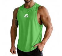 Green Vests for Men UK Crew Neck Lightweight Mesh Casual Tank Top Sleeveless Plus Size Tshirt Sports Vest Tops Running Top Summer Muscle Shirt for Workout Training Activities Size XXL