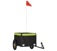 (green) vidaXL Bike Cargo Trailer Bike Carriage Bicycle Wagon Trailer with Flag Iron
