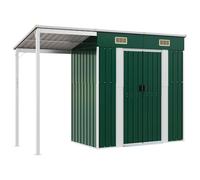 (green) vidaXL Garden Shed with Extended Roof Outdoor Tool Shed Storage Shed Steel