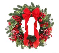 Green Vine Holiday Wreath 52cm with Red Bow