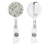 Green Vine Pattern Badge Reel, Rotatable & Retractable Name Badge Holder Reel with Metal Clip, Nylon Cord ID Holder for Teacher, Nurse, Office Worker