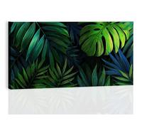 Green Vintage Botanical Palm Leaves Premium Framed Wall Art Canvas Painting 70L x 50W cm, Abstract Art Elegant Abstract Pictures for Office Meeting Room & Living Room Decor - Ready to Hang Gift