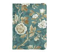 Green Vintage Flowers Leather Passport and Vaccine Card Holder Combo Passport Cover Passport Holder Lightweight, Green Vintage Flowers, One Size