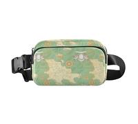 Green Vintage Nautical Treasure Hunt Cute Waist Bag Fanny Pack for Men Women Small Zipper Fanny Pack Sling Bag with Adjustable Strap for Travel Vacation Running, green Vintage Nautical Treasure Hunt,