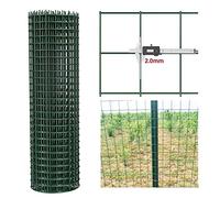 Green Vinyl Coated Welded Wire Garden Fence, 3x3cm Openings, 1.6mm Thick, Cuttable Antistatic for Flower Beds, Trails, Terraces, Lanes - 0.7x30m Size