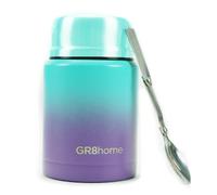 (Green Violet) Stainless Steel 500ml Vacuum Food Flask With Spoon