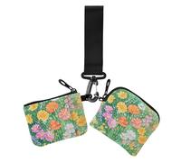 Green Vitality Daisy Women's Card Cases Change Holder Slim Portable Credit Card Wallet Organizer with Zipper Pocket for Woman 2 Pcs, Green vitality Daisy, One Size, Casual