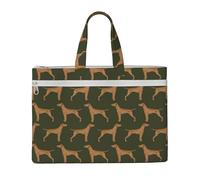 Green Vizsla Dog,Canvas Document Bag Zipper File Tote Bag Handbag Briefcase for School Office