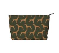 Green Vizsla Dog, Cosmetic Bag Corduroy Makeup Bag Portable Travel Toiletry Bag