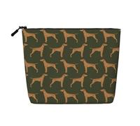 Green Vizsla Dog, Cosmetic Bag Imitation Linen Makeup Bag Portable Travel Toiletry Bag