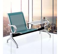Green Waiting Room Bench Set with Armrests & Backrests Office Guest Reception Chairs and Coffee Table Cold-Rolled Steel for Airport Bank Hospital School