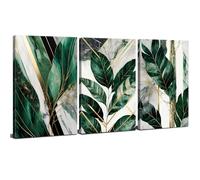 Green Wall Art Sage Green Gold Botanical Leaf Prints Wall Decor Abstract Potted Plant Pictures for Hallway Living Room Decor Boho Monstera Leaf Canvas Artwork for Office Home Decoration 30x40cm 3Pcs