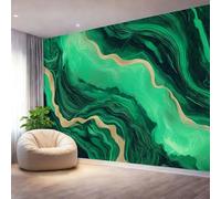 Green Wall Mural, Luxury Gold Veins Marble Decorative Background Wallpapers (Not Peel and Stick), 300 x 210 cm (W x H) Large Office Living Room Bedroom Room Decor Mural Art
