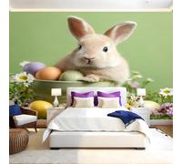 Green Wall Murals for Living Room Easter Bunny 3D Print Photo Wallpaper Luxury Design Modern Non-Woven Wall Mural Sofa TV Kids Bedroom Decoration 200 x 140cm