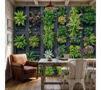 Green wall scenery Wall Mural,Premium Non-Woven Wallpaper for Living Room Bedroom,Succulents and ferns Feature Wall Covering,HD Printed Wall Decor,Easy to Hang,368x254cm (Not Peel and Stick)
