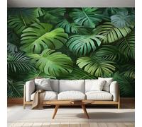 Green Wallpaper Monstera, Tropical Plant Botanical Wall Paper for Bedrooms, Home Decor Photo Wallpaper for Living Room 350x256 Non-Woven Wall Mural W&10