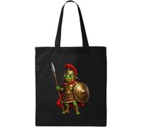 Green Warrior in Ancient Armor Natural Cotton Tote Bag Black