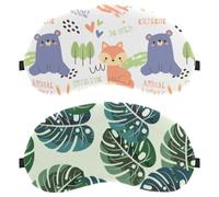 Green Watercolor Leaves Pattern 2-Pack Eye Patch and Eye Masks Set, Light-Blocking, Soft, Breathable Sleep Mask Kit