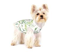 Green Watercolor Olive Branch Pattern,Cotton Sleeveless Pet T-Shirt Soft Stretchy Puppy Breathable Vest,M