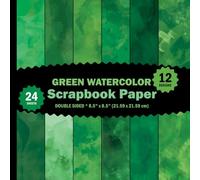 Green Watercolor Scrapbook Paper: 24 Spring Summer Forest Sheets for Origami, Nature Projects, Letters, Journals - 12 Designs - 2 Sheets/Design - 8.5"x8.5"