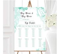 Green Watercolour Floral Personalised Wedding Seating Table Plan