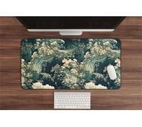 Green Wave Large Gaming Mouse Pad, 900x400x3mm Extended gaming mouse mat XXL improved Precision and Speed Mousemat with Stitched Edges, Desk Mat for Keyboard and Mouses