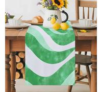 Green Wave Table Runner 18x72 Inches Long Abstract Cotton Linen Table Runner Burlap Style for Dinner Table Party Decor Tabletop Decorations
