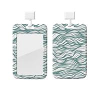 Green Wavy Stripe Id Badge Holder with Lanyard-Vertical Card Protector Clear Abs Hard Shell, Retractable Reel for Work Office