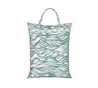 Green Wavy Stripe Large Laundry Bag For Travel-Waterproof Dirty Clothes Hamper With Zip, Reusable Wash Bag For Gym Camping Beach