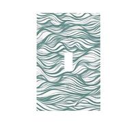 Green Wavy Stripe Unbreakable Polycarbonate Switch Plate-Modern 1 Gang Light Cover for Home Office with Matching Screws