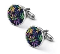 Green Weed Cufflinks for Men Women Cuff Links Tuxedo Shirt Personalised Printed Jewelry Accessories