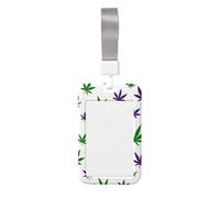 Green Weed Leaves Abs Vertical Id Badge Holder, Name Badge with Clear Scanning Film