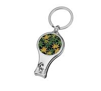 Green Weed Nail Clipper Portable Fingernail Metal Nail Cutters with Bottle Opener Keychain for Men Women