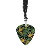 Green Weed Vintage Pick Necklace Guitar Bass Pick Pendant &B Steel Music Jewelry for Music Lovers