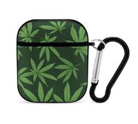 Green Weeds Pattern Headphone & Earphone Cases Compatible with Airpod 1&2 Scratch-Resistant PC Protective Cover with Keychain Black-style