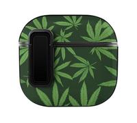 Green Weeds Pattern Headphone & Earphone Cases Compatible with Airpod 4 Scratch-Resistant PC Protective Cover with Secure Buckle