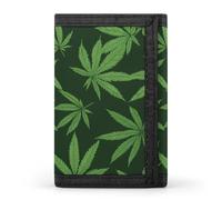 Green Weeds Pattern Slim Men's Wallets with 8 Card Holders Minimalist Trifold Travel Purse