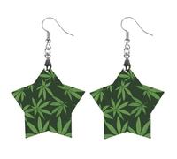 Green Weeds Pattern Women Dangle Earrings Elegant Wooden Pendant Earring for Daily Wear Apricot Shaped